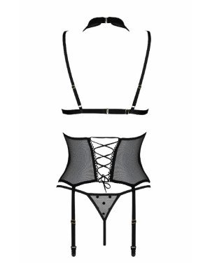 Корсет з відкритими грудьми Passion DOMINICA CORSET XXL/XXXL black, пажі для панчіх, стрінги Корсет з відкритими грудьми Passion DOMINICA CORSET XXL/XXXL black, пажі для панчіх, стрінги