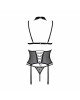 Корсет з відкритими грудьми Passion DOMINICA CORSET XXL/XXXL black, пажі для панчіх, стрінги Корсет з відкритими грудьми Passion DOMINICA CORSET XXL/XXXL black, пажі для панчіх, стрінги