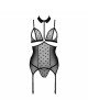 Корсет з відкритими грудьми Passion DOMINICA CORSET XXL/XXXL black, пажі для панчіх, стрінги Корсет з відкритими грудьми Passion DOMINICA CORSET XXL/XXXL black, пажі для панчіх, стрінги