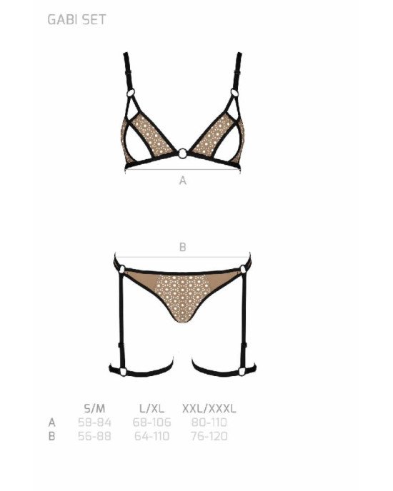 Еротичний комплект спідньої білизни Passion GABI SET L/XL beige, трусики з гартерами Еротичний комплект спідньої білизни Passion GABI SET L/XL beige, трусики з гартерами
