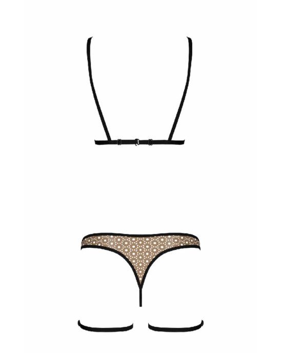 Еротичний комплект спідньої білизни Passion GABI SET S/M beige, трусики з гартерами Еротичний комплект спідньої білизни Passion GABI SET S/M beige, трусики з гартерами