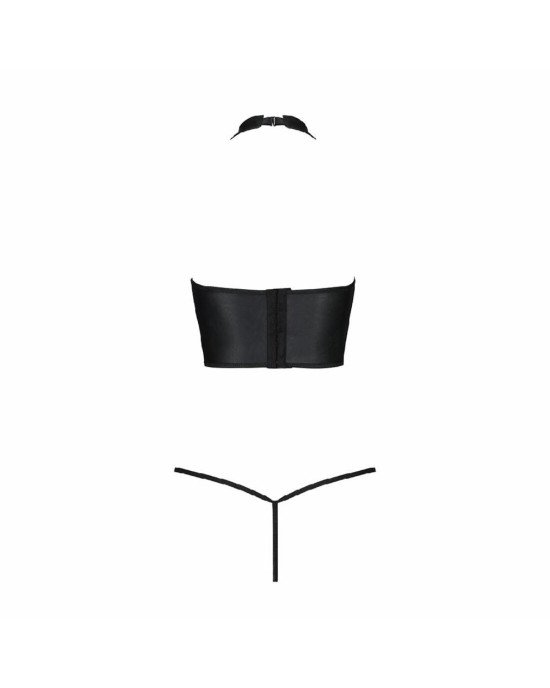 Комплект білизни з відкритими грудьми Passion GENEVIA SET WITH OPEN BRA S/M black, корсет, стрінги Комплект білизни з відкритими грудьми Passion GENEVIA SET WITH OPEN BRA S/M black, корсет, стрінги