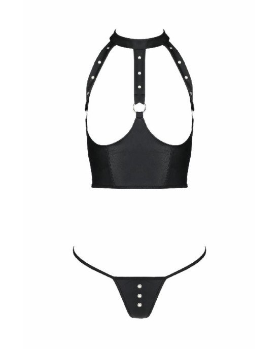 Комплект білизни з відкритими грудьми Passion GENEVIA SET WITH OPEN BRA S/M black, корсет, стрінги Комплект білизни з відкритими грудьми Passion GENEVIA SET WITH OPEN BRA S/M black, корсет, стрінги