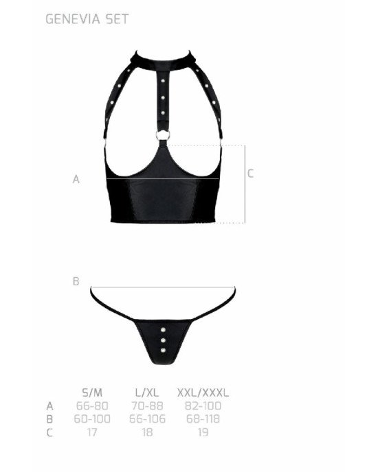 Комплект білизни з відкритими грудьми Passion GENEVIA SET WITH OPEN BRA XXL/XXXL black, корсет, стрі Комплект білизни з відкритими грудьми Passion GENEVIA SET WITH OPEN BRA XXL/XXXL black, корсет, стрі