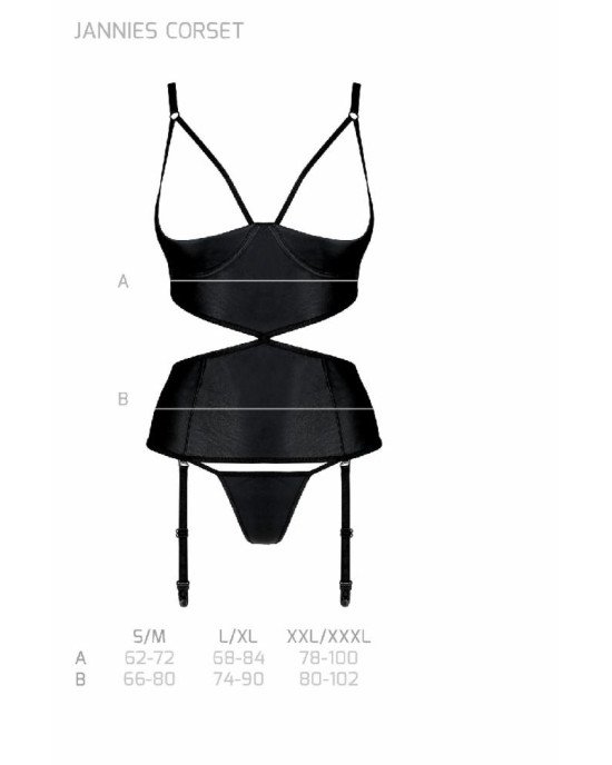 Корсет з відкритими грудьми Passion JANNIES CORSET L/XL black, стрінги в наборі Корсет з відкритими грудьми Passion JANNIES CORSET L/XL black, стрінги в наборі
