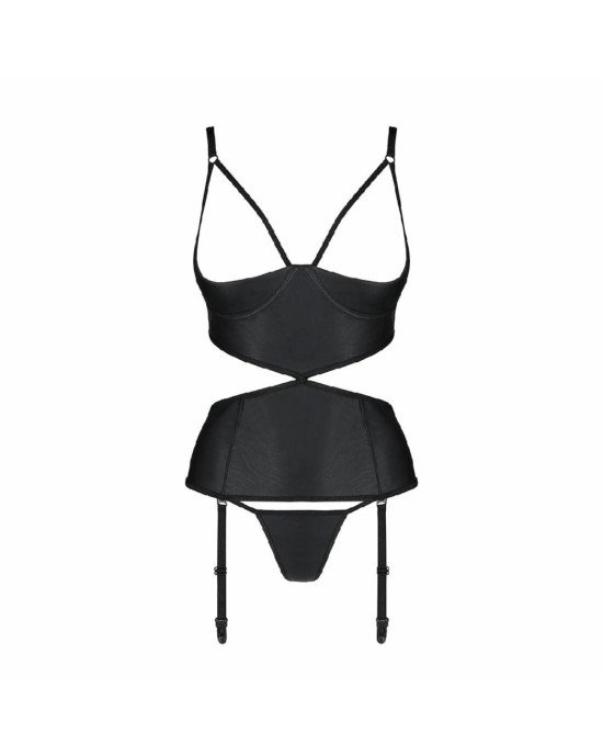 Корсет з відкритими грудьми Passion JANNIES CORSET L/XL black, стрінги в наборі Корсет з відкритими грудьми Passion JANNIES CORSET L/XL black, стрінги в наборі