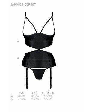 Корсет з відкритими грудьми Passion JANNIES CORSET XXL/XXXL black, стрінги в наборі Корсет з відкритими грудьми Passion JANNIES CORSET XXL/XXXL black, стрінги в наборі