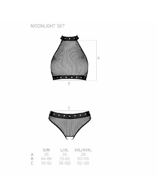 Білизна з відкритим доступом Passion MOONLIGHT SET S/M black, топ, стрінги Білизна з відкритим доступом Passion MOONLIGHT SET S/M black, топ, стрінги