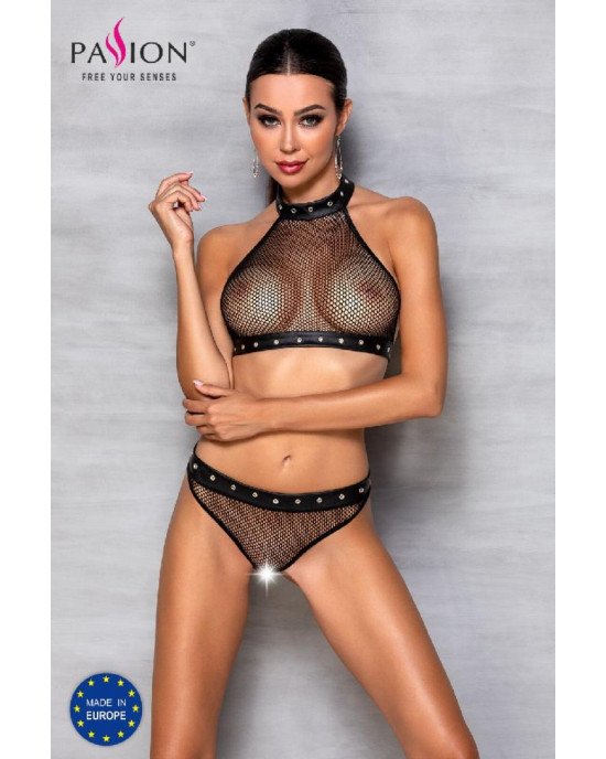 Білизна з відкритим доступом Passion MOONLIGHT SET XXL/XXXL black, топ, стрінги Білизна з відкритим доступом Passion MOONLIGHT SET XXL/XXXL black, топ, стрінги