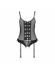 Корсет зі шнурівкою Passion NESSY CORSET XXL/XXXL black, стрінги з відкритим доступом, пажі для панч Корсет зі шнурівкою Passion NESSY CORSET XXL/XXXL black, стрінги з відкритим доступом, пажі для панч