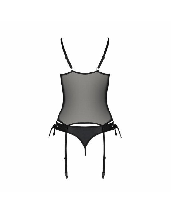 Корсет зі шнурівкою Passion NESSY CORSET XXL/XXXL black, стрінги з відкритим доступом, пажі для панч Корсет зі шнурівкою Passion NESSY CORSET XXL/XXXL black, стрінги з відкритим доступом, пажі для панч