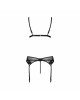 Комплект білизни Passion NESSY SET L/XL black, бюстгальтер, пояс для панчіх, стрінги Комплект білизни Passion NESSY SET L/XL black, бюстгальтер, пояс для панчіх, стрінги