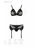 Комплект білизни Passion NESSY SET L/XL black, бюстгальтер, пояс для панчіх, стрінги Комплект білизни Passion NESSY SET L/XL black, бюстгальтер, пояс для панчіх, стрінги