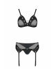 Комплект білизни Passion NESSY SET XXL/XXXL black, бюстгальтер, пояс для панчіх, стрінги Комплект білизни Passion NESSY SET XXL/XXXL black, бюстгальтер, пояс для панчіх, стрінги