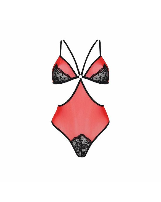 Напівпрозоре боді з мереживом Passion PEONIA BODY L/XL red Напівпрозоре боді з мереживом Passion PEONIA BODY L/XL red