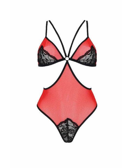 Напівпрозоре боді з мереживом Passion PEONIA BODY L/XL red Напівпрозоре боді з мереживом Passion PEONIA BODY L/XL red