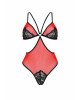 Напівпрозоре боді з мереживом Passion PEONIA BODY L/XL red Напівпрозоре боді з мереживом Passion PEONIA BODY L/XL red