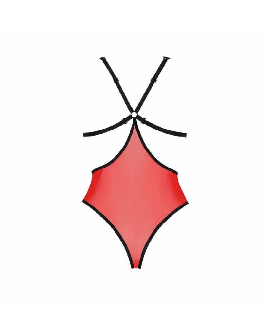 Напівпрозоре боді з мереживом Passion PEONIA BODY L/XL red Напівпрозоре боді з мереживом Passion PEONIA BODY L/XL red