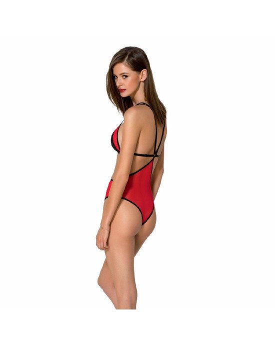 Напівпрозоре боді з мереживом Passion PEONIA BODY L/XL red Напівпрозоре боді з мереживом Passion PEONIA BODY L/XL red