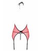 Корсет з пажами для панчіх Passion PEONIA CORSET L/XL red, стрінги Корсет з пажами для панчіх Passion PEONIA CORSET L/XL red, стрінги