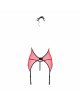 Корсет з пажами для панчіх Passion PEONIA CORSET L/XL red, стрінги Корсет з пажами для панчіх Passion PEONIA CORSET L/XL red, стрінги