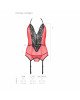 Корсет з пажами для панчіх Passion PEONIA CORSET L/XL red, стрінги Корсет з пажами для панчіх Passion PEONIA CORSET L/XL red, стрінги