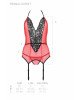 Корсет з пажами для панчіх Passion PEONIA CORSET S/M red, стрінги Корсет з пажами для панчіх Passion PEONIA CORSET S/M red, стрінги