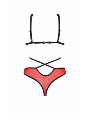 Комплект білизни Passion PEONIA SET XXL/XXXL red, бра, трусики