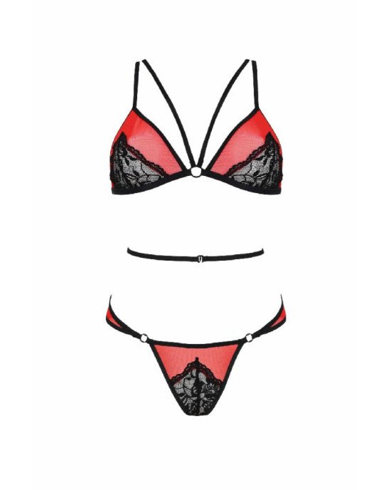 Комплект білизни Passion PEONIA SET XXL/XXXL red, бра, трусики Комплект білизни Passion PEONIA SET XXL/XXXL red, бра, трусики