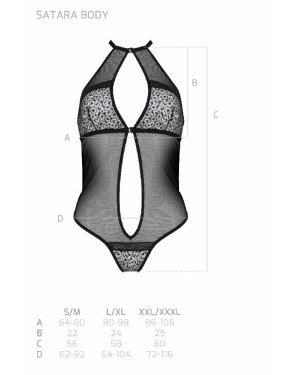 Сітчасте боді з мереживом на грудях Passion SATARA BODY S/M black