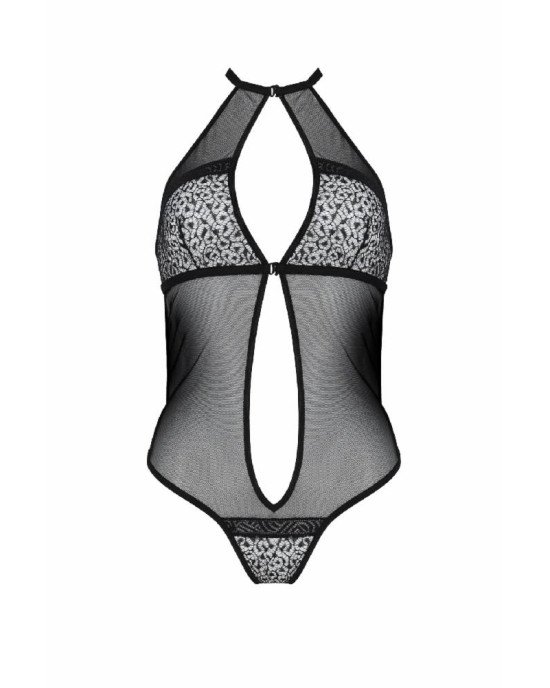 Сітчасте боді з мереживом на грудях Passion SATARA BODY XXL/XXXL black