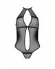 Сітчасте боді з мереживом на грудях Passion SATARA BODY XXL/XXXL black