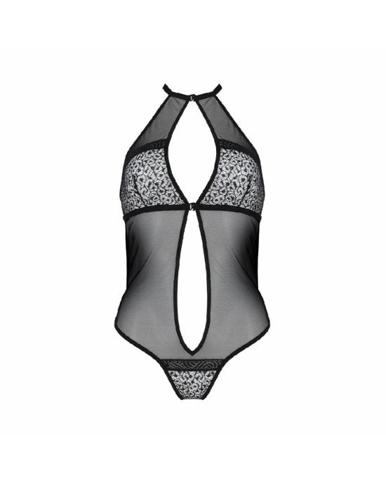 Сітчасте боді з мереживом на грудях Passion SATARA BODY XXL/XXXL black