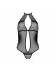 Сітчасте боді з мереживом на грудях Passion SATARA BODY XXL/XXXL black