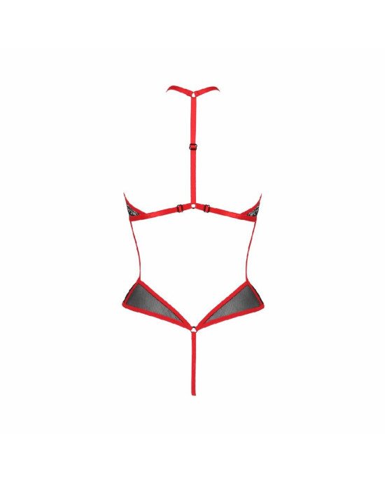 Сітчасте боді з мереживом на грудях Passion SATARA BODY L/XL red Сітчасте боді з мереживом на грудях Passion SATARA BODY L/XL red