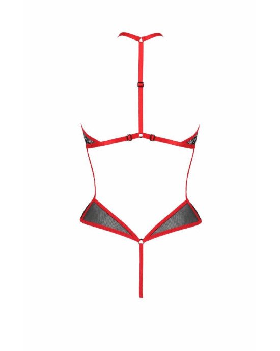 Сітчасте боді з мереживом на грудях Passion SATARA BODY L/XL red Сітчасте боді з мереживом на грудях Passion SATARA BODY L/XL red