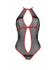 Сітчасте боді з мереживом на грудях Passion SATARA BODY L/XL red Сітчасте боді з мереживом на грудях Passion SATARA BODY L/XL red