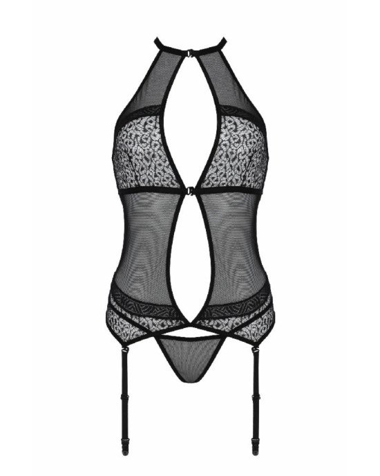 Корсет з пажами Passion SATARA CORSET XXL/XXXL black, стрінги, мереживо, застібки спереду та ззаду Корсет з пажами Passion SATARA CORSET XXL/XXXL black, стрінги, мереживо, застібки спереду та ззаду