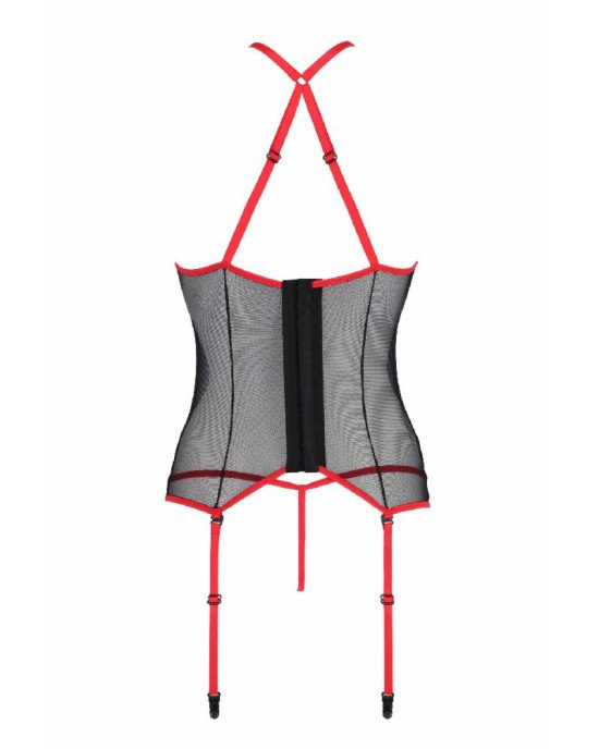 Корсет з пажами PassionSATARA CORSET L/XL red, стрінги, мереживо, застібки спереду та ззаду Корсет з пажами PassionSATARA CORSET L/XL red, стрінги, мереживо, застібки спереду та ззаду