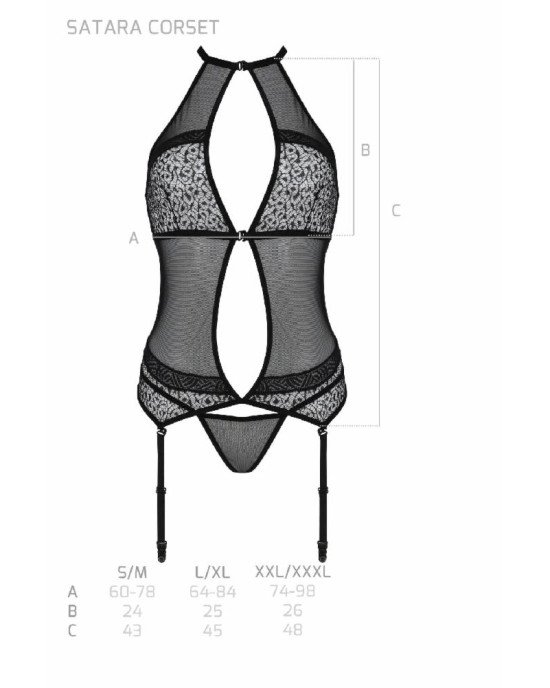 Корсет з пажами Passion SATARA CORSET S/M red, стрінги, мереживо, застібки спереду та ззаду Корсет з пажами Passion SATARA CORSET S/M red, стрінги, мереживо, застібки спереду та ззаду