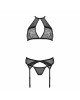 Комплект білизни Passion SATARA SET S/M black, топ, пояс для панчіх, стрінги Комплект білизни Passion SATARA SET S/M black, топ, пояс для панчіх, стрінги