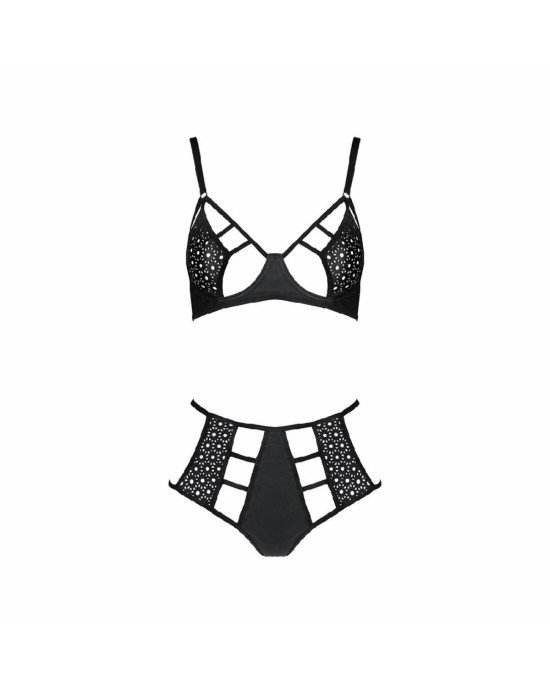 Комплект білизни Passion TASMINA SET XXL/XXXL black, ліф, високі трусики з корсетом ззаду Комплект білизни Passion TASMINA SET XXL/XXXL black, ліф, високі трусики з корсетом ззаду