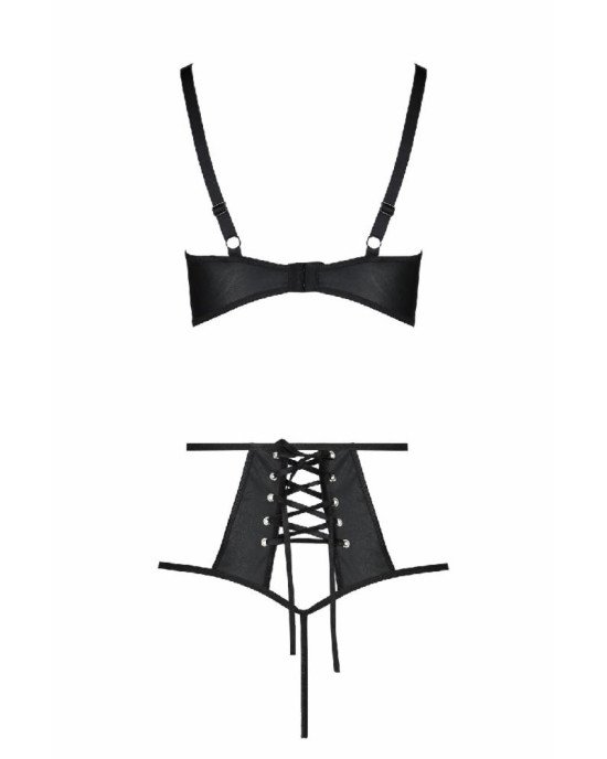 Комплект білизни Passion TASMINA SET XXL/XXXL black, ліф, високі трусики з корсетом ззаду Комплект білизни Passion TASMINA SET XXL/XXXL black, ліф, високі трусики з корсетом ззаду