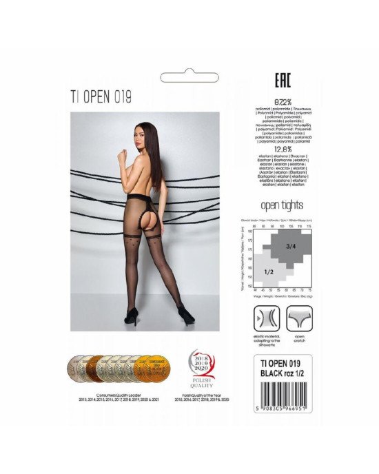 Колготки з відкритим доступом, імітація панчіх Passion TIOPEN 019 black 1/2 (20 den) Колготки з відкритим доступом, імітація панчіх Passion TIOPEN 019 black 1/2 (20 den)