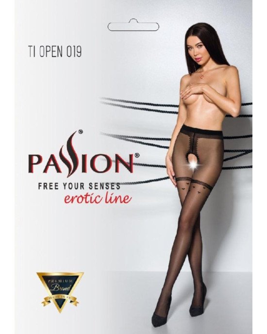 Колготки з відкритим доступом, імітація панчіх Passion TIOPEN 019 black 1/2 (20 den) Колготки з відкритим доступом, імітація панчіх Passion TIOPEN 019 black 1/2 (20 den)