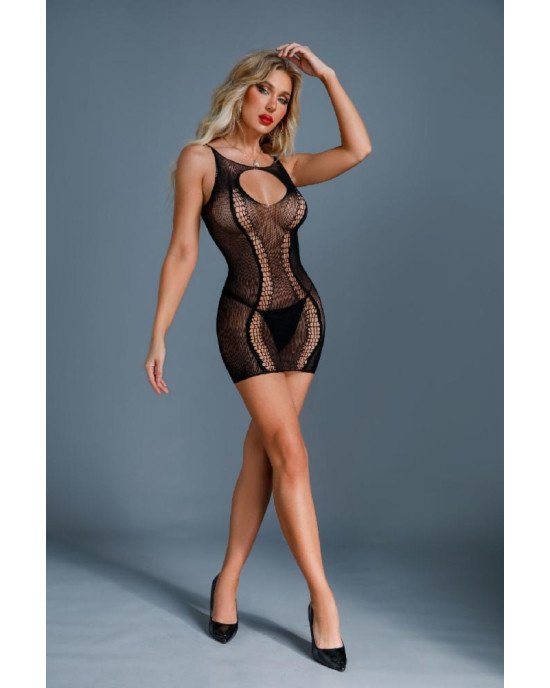 Сукня-сітка Caprice Lingerie Model 06 One size Black, дрібна сітка, мереживо Сукня-сітка Caprice Lingerie Model 06 One size Black, дрібна сітка, мереживо