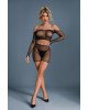 Бодістокінг Caprice Lingerie Model 07 One size Black, топ, велосипедки, сітка зі стразами