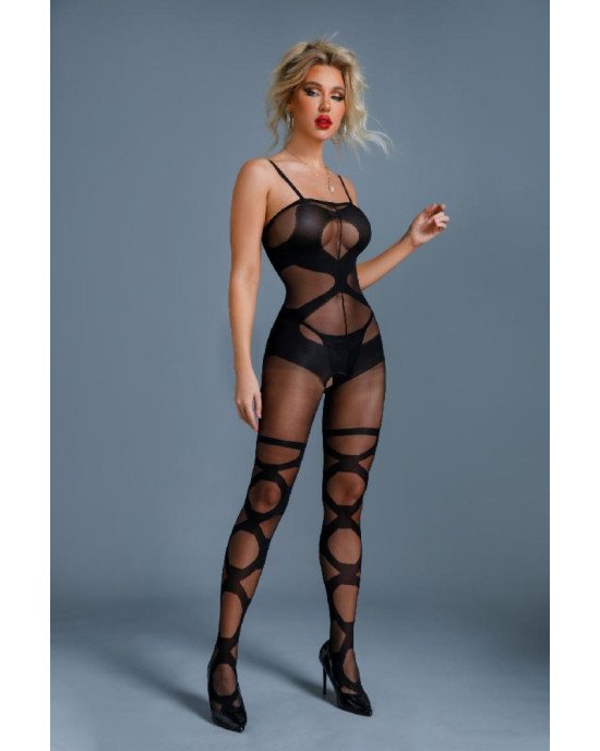Бодістокінг Caprice Lingerie Model 11 One size Black, імітація панчіх, відкритий доступ Бодістокінг Caprice Lingerie Model 11 One size Black, імітація панчіх, відкритий доступ