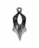 Leg Avenue Lace and net halter teddy Black O/S