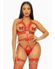 Leg Avenue Studded O-ring harness teddy Red M Leg Avenue Studded O-ring harness teddy Red M